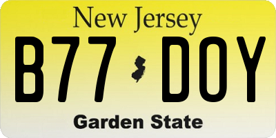 NJ license plate B77DOY