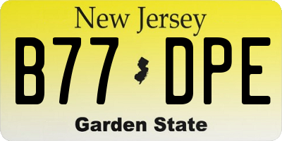 NJ license plate B77DPE