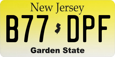 NJ license plate B77DPF