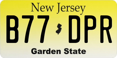 NJ license plate B77DPR