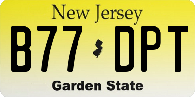 NJ license plate B77DPT