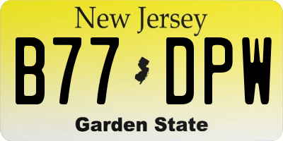 NJ license plate B77DPW