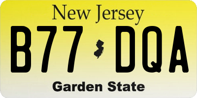 NJ license plate B77DQA