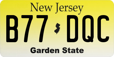 NJ license plate B77DQC