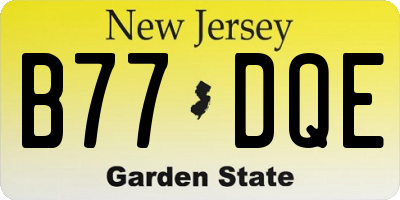 NJ license plate B77DQE