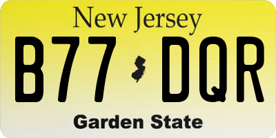 NJ license plate B77DQR