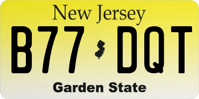 NJ license plate B77DQT