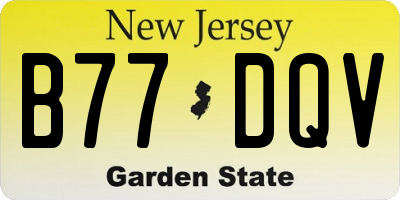 NJ license plate B77DQV