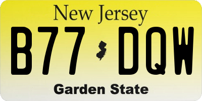 NJ license plate B77DQW