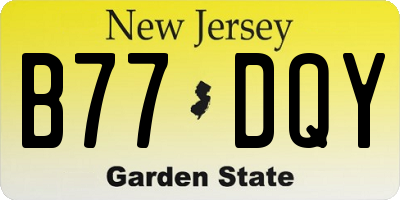 NJ license plate B77DQY