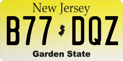NJ license plate B77DQZ