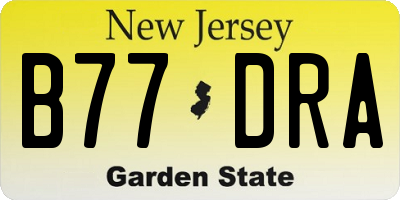 NJ license plate B77DRA
