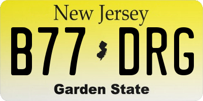 NJ license plate B77DRG