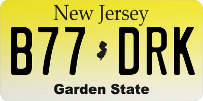 NJ license plate B77DRK