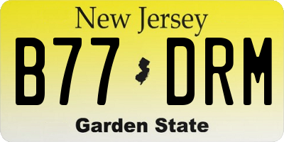 NJ license plate B77DRM