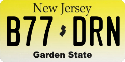 NJ license plate B77DRN