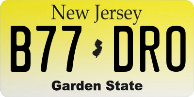 NJ license plate B77DRO