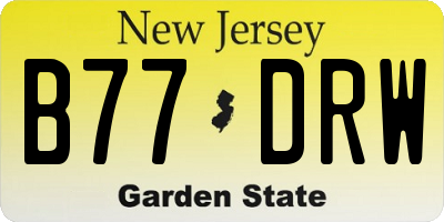 NJ license plate B77DRW