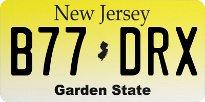 NJ license plate B77DRX