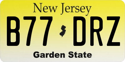 NJ license plate B77DRZ