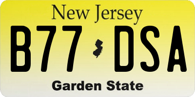 NJ license plate B77DSA