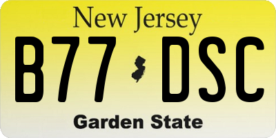 NJ license plate B77DSC