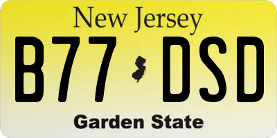 NJ license plate B77DSD