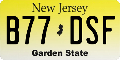 NJ license plate B77DSF