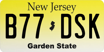 NJ license plate B77DSK