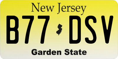 NJ license plate B77DSV