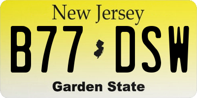NJ license plate B77DSW