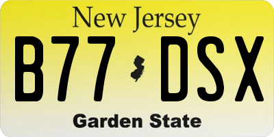NJ license plate B77DSX