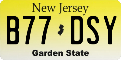 NJ license plate B77DSY