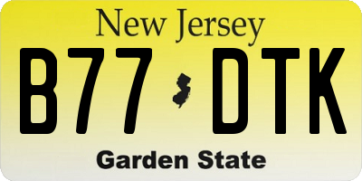 NJ license plate B77DTK