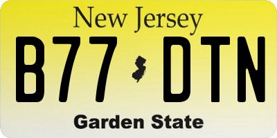 NJ license plate B77DTN