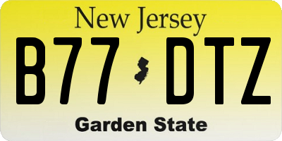 NJ license plate B77DTZ