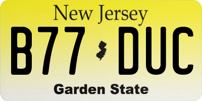 NJ license plate B77DUC
