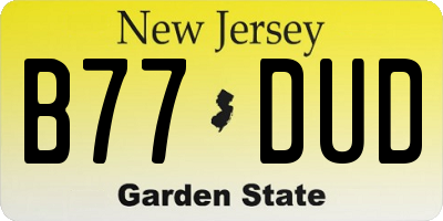 NJ license plate B77DUD