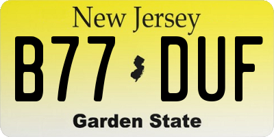 NJ license plate B77DUF