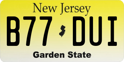 NJ license plate B77DUI