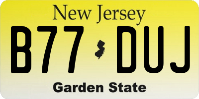 NJ license plate B77DUJ