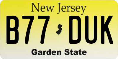 NJ license plate B77DUK