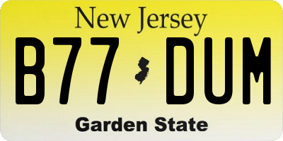 NJ license plate B77DUM