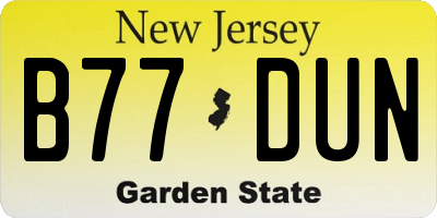 NJ license plate B77DUN