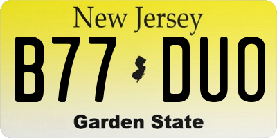 NJ license plate B77DUO