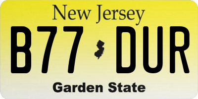 NJ license plate B77DUR