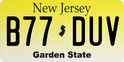 NJ license plate B77DUV