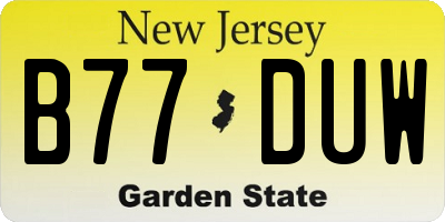 NJ license plate B77DUW