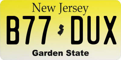 NJ license plate B77DUX