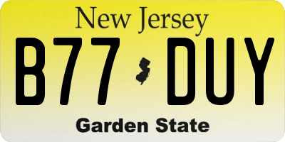 NJ license plate B77DUY